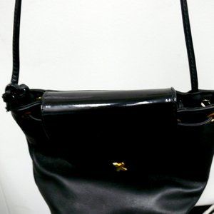 Paloma Picasso Blk Lther Vitg Purse Snap Button